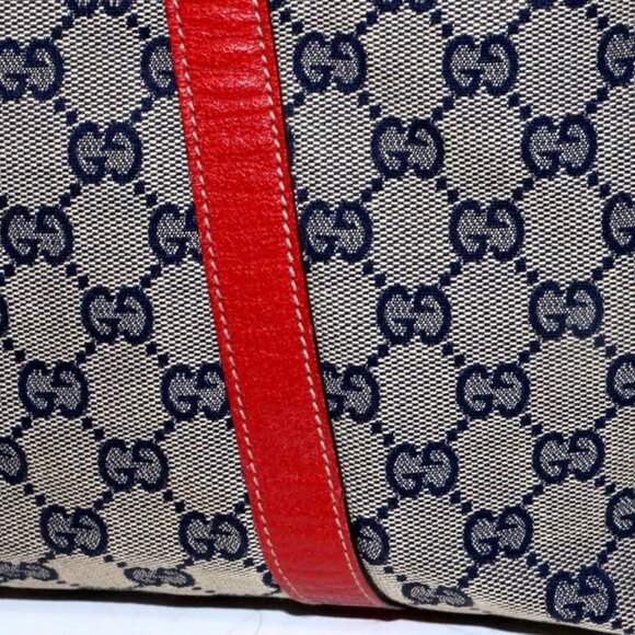 Gucci Vintage Red and Navy GG Monogram Satchel - Picture 6 of 14